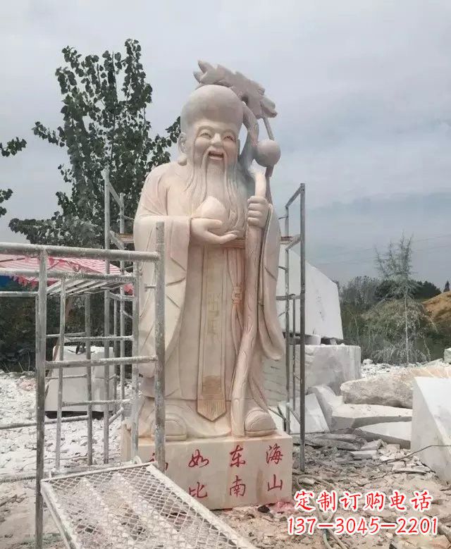 深圳晚霞红神像老寿星雕塑