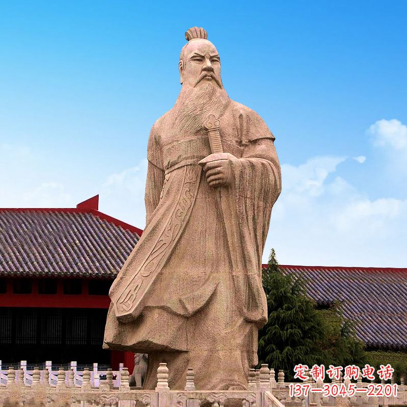 深圳魏武帝曹操砂岩石雕塑像