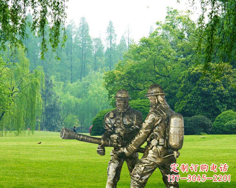 深圳消防员灭火铜雕