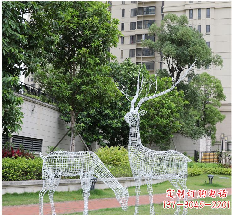 深圳小区不锈钢镂空梅花鹿鹿雕塑