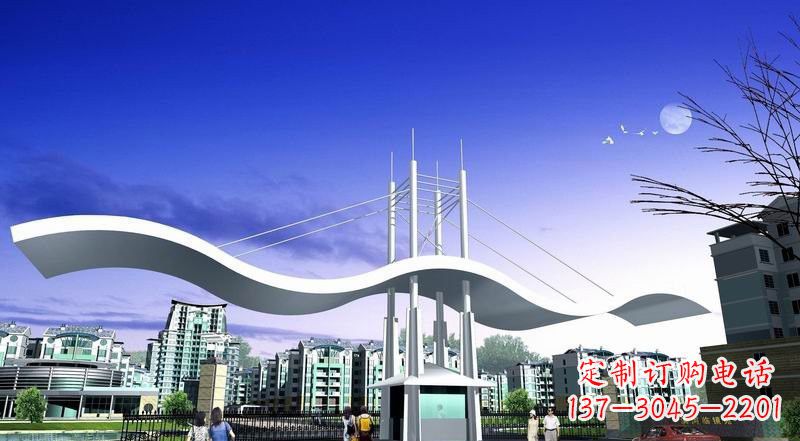 深圳小区不锈钢门牌坊景观雕塑