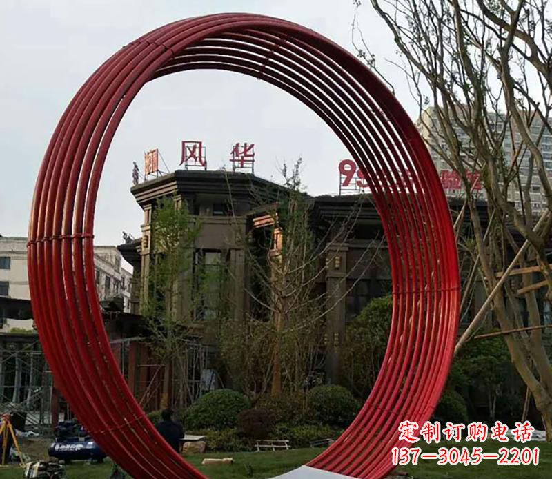 深圳小区不锈钢圆环景观雕塑