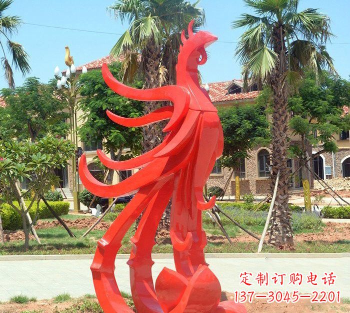 深圳小区抽象不锈钢凤凰雕塑