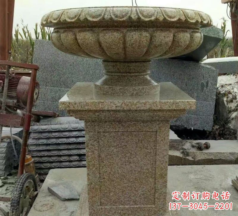 深圳小区花岗岩花盆雕塑