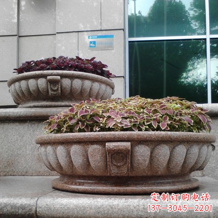深圳小区花岗岩石雕花盆