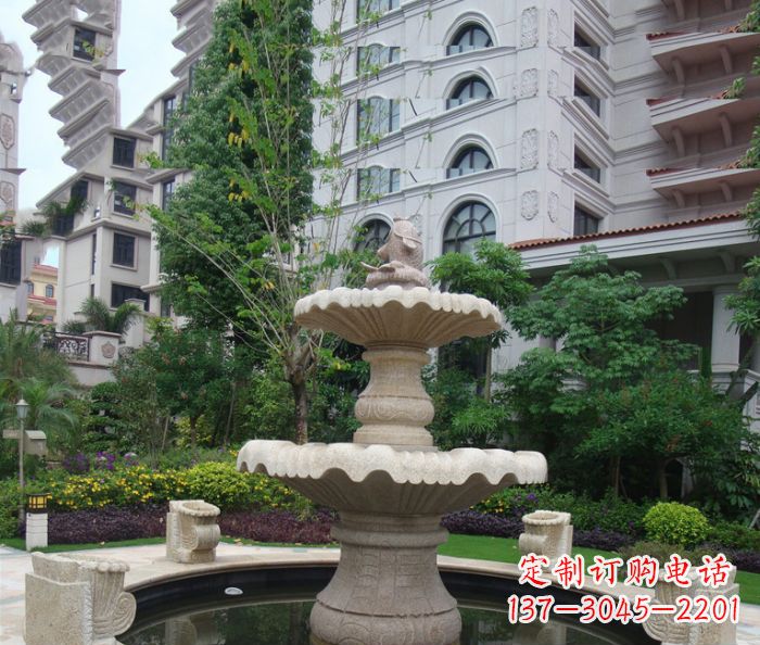 深圳小区景观大理石鲤鱼喷泉石雕