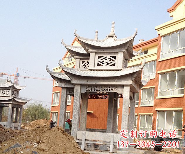 深圳小区景观大理石凉亭石雕