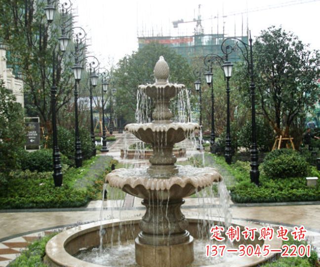 深圳小区景观大理石喷泉石雕 (4)