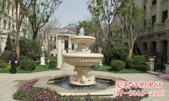 深圳小区景观大理石喷泉石雕 (7)