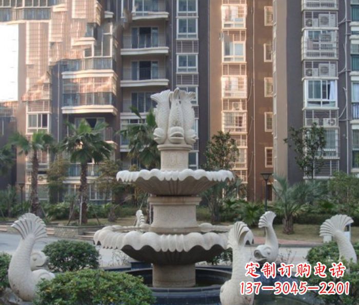 深圳小区景观鲤鱼喷泉石雕