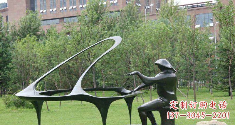 深圳校园弹钢琴景观铜雕