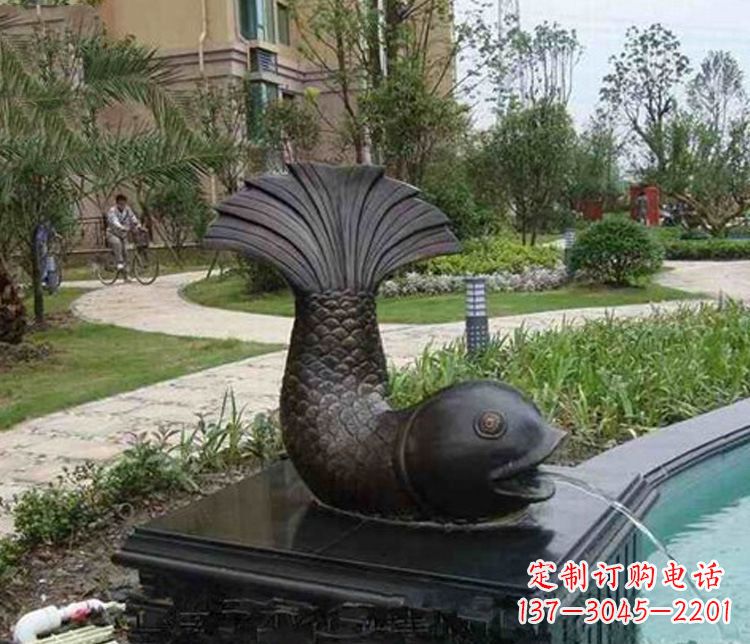 深圳鱼喷泉铜雕