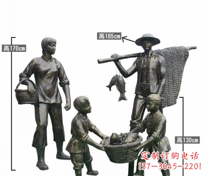 深圳渔夫捕鱼民俗铜雕 (3)