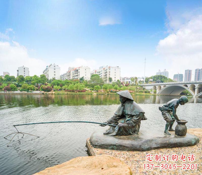 深圳渔翁钓鱼公园景观铜雕