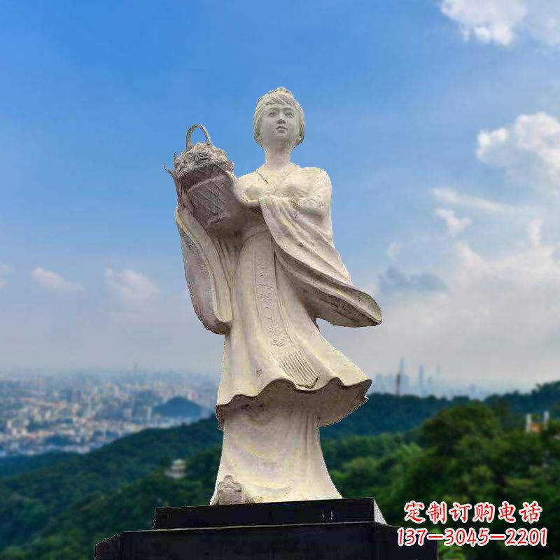 深圳虞姬景观石雕像-景区园林古代美女雕塑