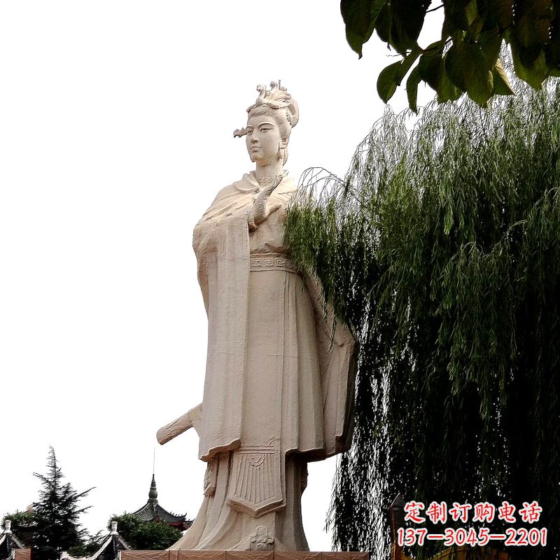 深圳虞姬砂岩石雕-景区园林古代人物著名美女雕像