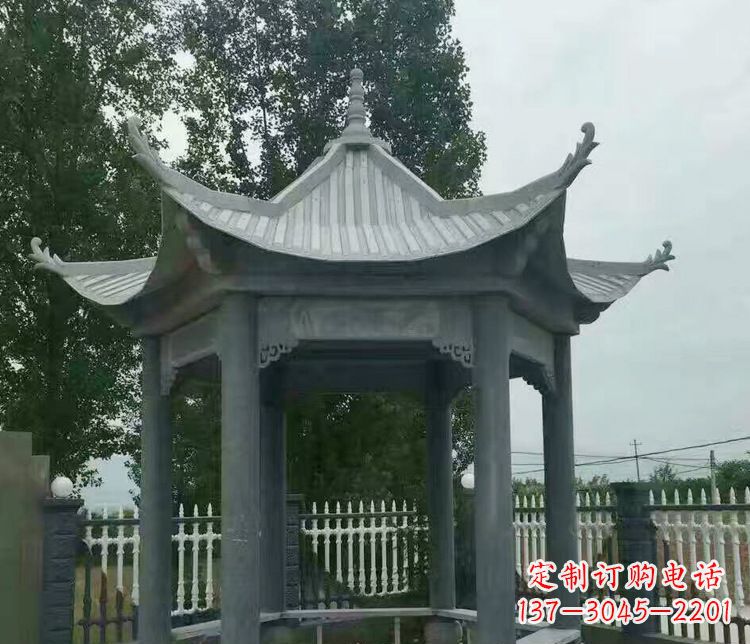 深圳园林仿古石凉亭景观石雕 (2)