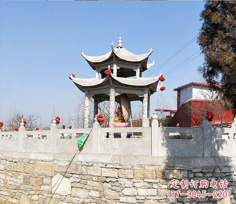 深圳园林仿古双层石凉亭景观石雕 (3)
