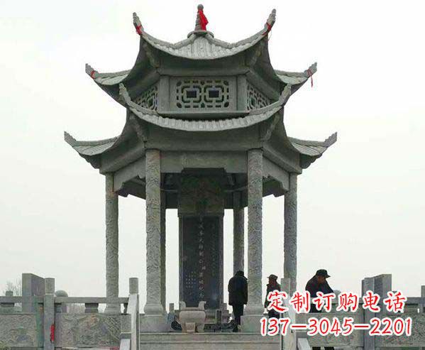 深圳园林仿古双层石凉亭景观石雕
