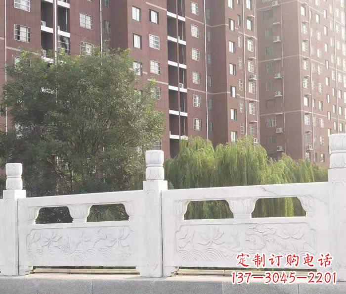 深圳园林汉白玉石浮雕栏板 (2)
