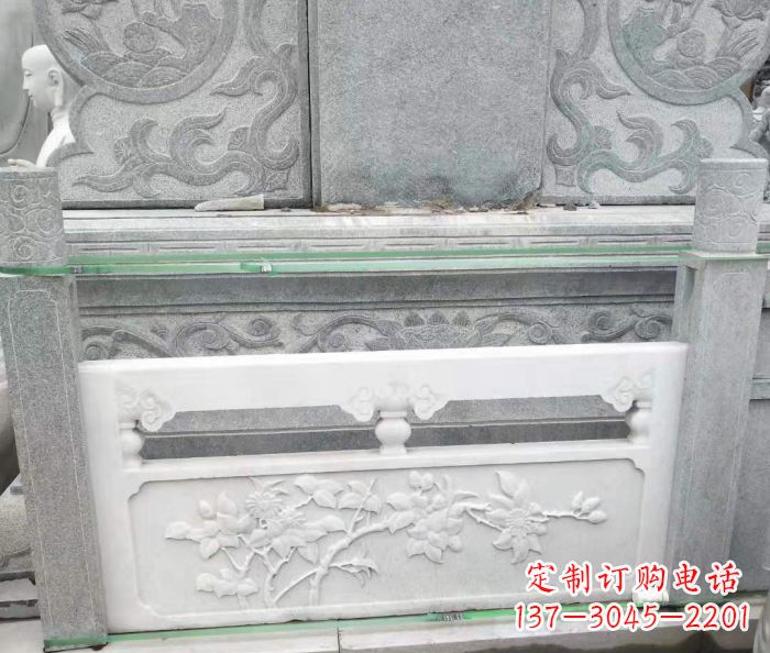 深圳园林汉白玉石浮雕栏板 (3)