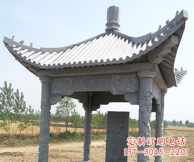 深圳园林景观单层石雕凉亭 (4)