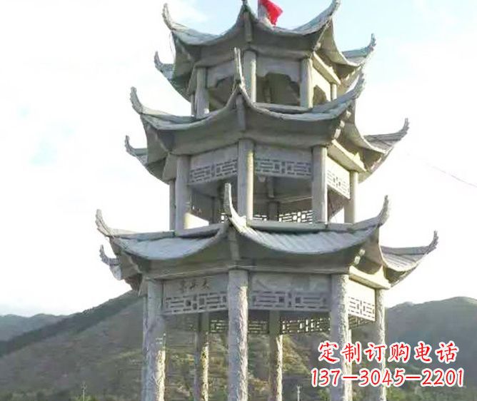 深圳园林景观多层凉亭石雕 (3)