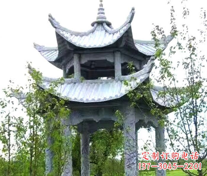 深圳园林景观仿古六角石凉亭