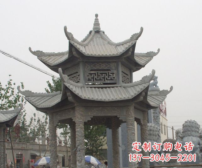 深圳园林景观仿古石雕凉亭 (2)