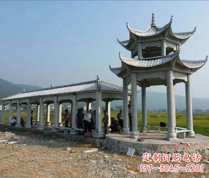 深圳园林景观仿古石雕长廊凉亭