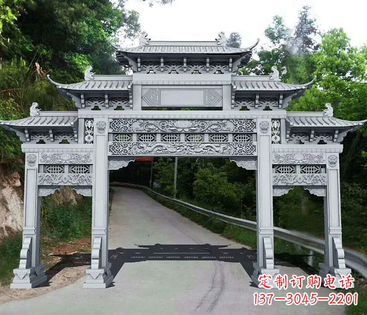 深圳园林三门石牌坊景观石雕