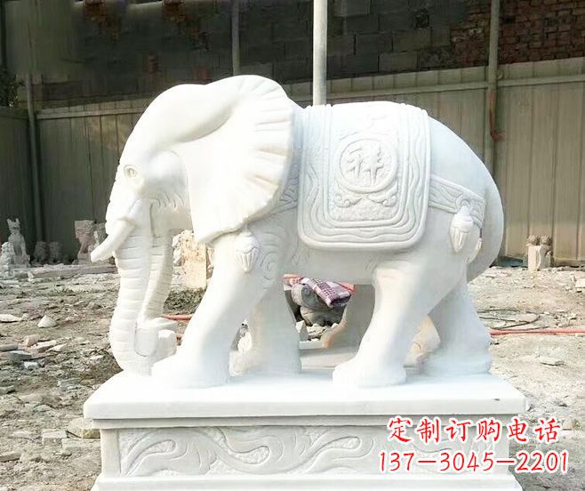 深圳招财动物汉白玉大象石雕 (3)