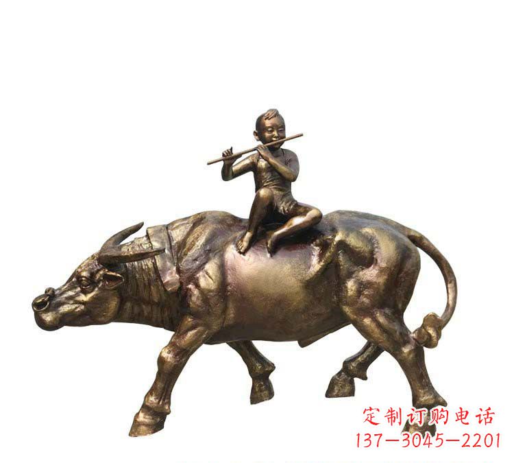 深圳铸铜牧童牛雕塑