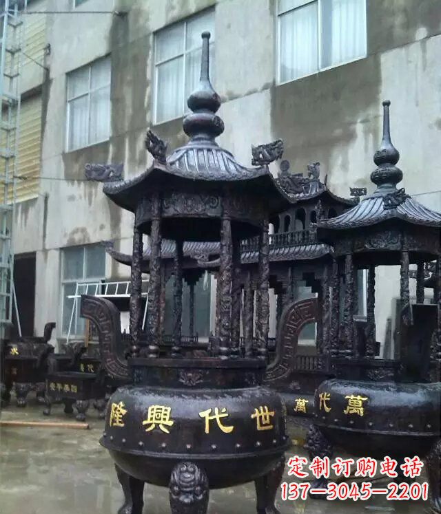 深圳铸铜寺庙香炉铜雕 (3)