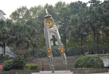 深圳圆规雕塑-不锈钢广场创意圆规雕塑